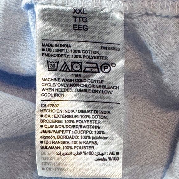 Old Navy Eyelet Embroidered Blouse XXL Light Blue Cotton Boho Peasant Top - Picture 8 of 8